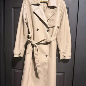 Aritzia Tan Double-Breasted Trench Coat